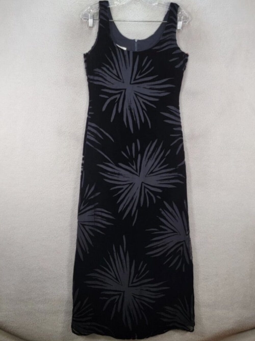 Vtg 90s Escada Margaretha Ley Women Dress Size 10 Black Silk Blend Burn Out Maxi